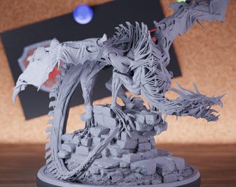 Undead Dragon Roaring Miniature | 28mm-38mm | Resin 3D Printed D&D Pathfinder Mini | LoP