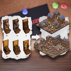 Piastrelle per terreno urbano modulare / Blocchi di città medievali / Terreno da tavolo del villaggio / Pathfinder D&D 5e
