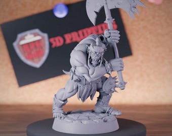 Orc Savage Grunt Miniature Fighter Savage Dungeons and Dragons Mini RPG Tabletop Miniature DnD Painting Pathfinder 5e DnD | CnP