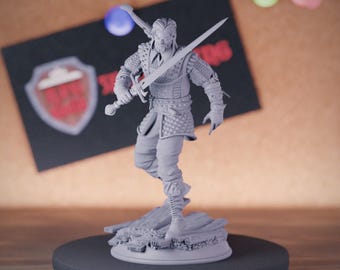 Human Ranger Monster Hunter Miniature | 28mm-75mm | Resin 3D Printed D&D Pathfinder Mini | DMS