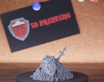 Dragon Vault Treasure Miniature Shield Sword Mini Dungeons and Dragons Mini RPG Tabletop Miniature DnD Painting Pathfinder 5e DnD | Cnp