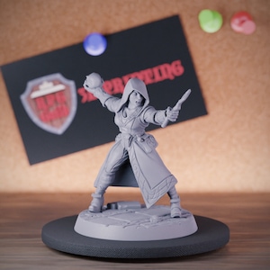 Female Mage Miniature Wizard Mini Sorcerer Warlock Dungeons and Dragons Mini RPG Tabletop Miniature DnD Painting Pathfinder 5e DnD | AG