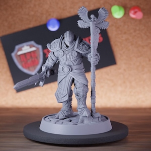 Human Knight Miniature Sword Fighter Mini Dungeons and Dragons RPG Tabletop Miniature DnD Painting Pathfinder 5e DnD | DB