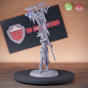 Stambanner miniatuur vrouwelijke krijgervechter Mini Dungeons and Dragons Mini RPG tafelblad miniatuur DnD-schilderij Pathfinder 5e DnD | LoP