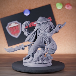 Swordmaster Samurai Miniature Warrior Mini Dungeons and Dragons Mini RPG Tabletop Miniature DnD Painting Pathfinder 5e DnD | DmS