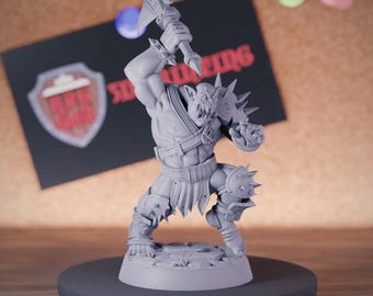 Orc Savage Barbarian Miniature Fighter Savage Dungeons and Dragons Mini RPG Tabletop Miniature DnD Painting Pathfinder 5e DnD | CnP