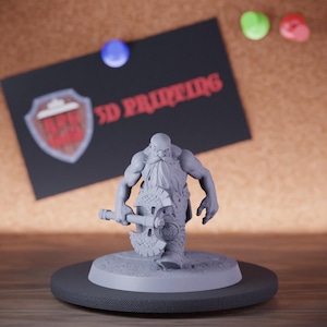 Barbarian Dwarf Miniature Big Axe Walking Mini Dungeons and Dragons Mini RPG Tabletop Miniature DnD Painting Pathfinder 5e DnD | Lop