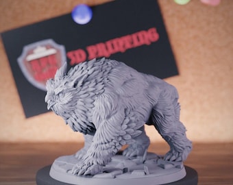 Miniatura de bestia druida Owlbear / 28 mm-38 mm / Resina impresa en 3D D&D Pathfinder Mini / AG