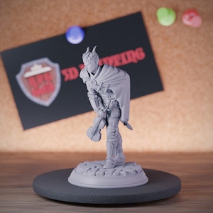 Tiefling Bard Traveller Miniature | 28 mm-75 mm | Harts 3D-utskriven D&D Pathfinder Mini | DMS