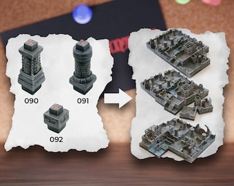 Losetas de terreno de mazmorra modulares / Bloques de mazmorra de ruinas de piedra / Terreno de mesa de bandidos / Pathfinder D&D 5e