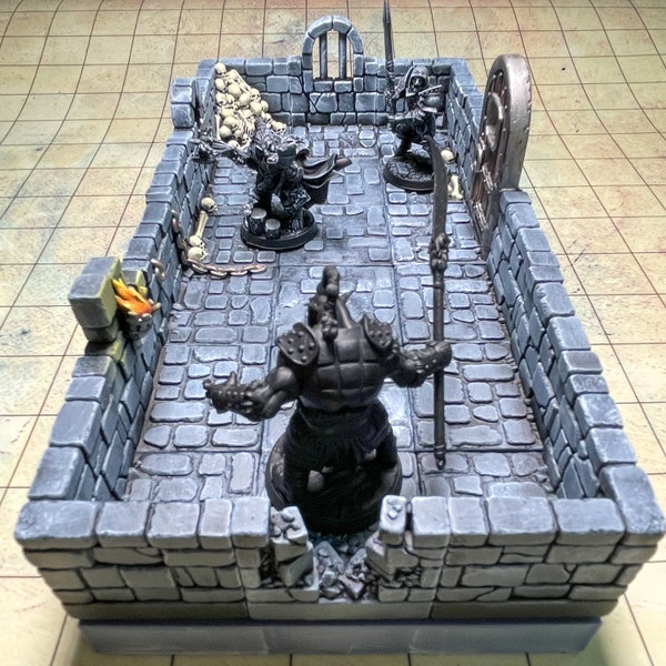 Set iniziale del terreno DnD Piastrelle con griglia in pietra modulare dipinta Dungeon Dimensioni personalizzabili Accessori DnD Giochi di ruolo Dungeon and Dragons Regalo D&D