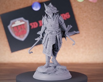 Samurái femenina con máscara en miniatura / 28 mm-75 mm / Resina impresa en 3D D&D Pathfinder Mini / DMS