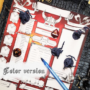 DnD 5e Character Sheet Barbarian Printable And Fillable PDF D&D 5e Barbarian Stat Dungeon and Dragons PDF File Digital Download RPG
