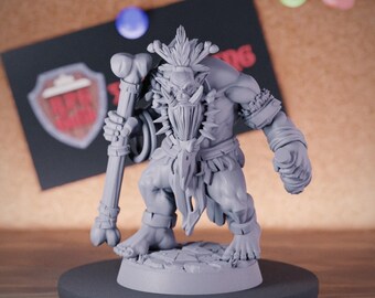 Orco Cultista Chamán Miniatura Brujo Monstruo Dungeons and Dragons Mini RPG Mesa Miniatura DnD Pintura Pathfinder 5e DnD / CnP