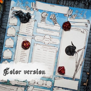 DnD 5e Character Sheet Monk Printable And Fillable PDF D&D 5e Monk Stat Sheet Dungeon and Dragons PDF File Digital Download RPG