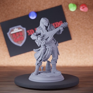 Miniatura de Bardo Elfo em Apresentação | 28 mm - 75 mm | Miniatura de D&D Pathfinder impressa em 3D em resina | DMS