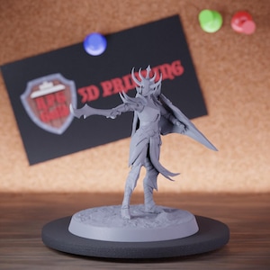 Drow Infantry Miniature Shield Sword Mini Dungeons and Dragons Mini RPG Tabletop Miniature DnD Painting Pathfinder 5e DnD | Lop