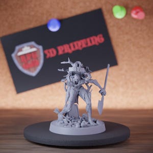 Undead Zombie Monster Miniature Gravedigger Mini Dungeons and Dragons Mini RPG Tabletop Miniature DnD Painting Pathfinder 5e DnD | Lop