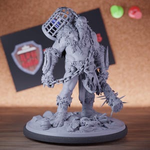 Tribal Giant Miniature Cage Mace Guard Mini Dungeons and Dragons RPG Tabletop Miniature DnD Painting Pathfinder 5e DnD | LoP