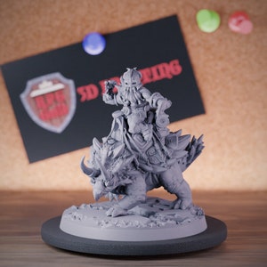 Mounted Dwarf Cavalry Miniature Mounted Dwarf NPC Dungeons and Dragons Mini RPG Tabletop Miniature DnD Painting Pathfinder 5e DnD | AG