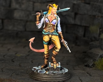 Tiefling Pirate Painted Miniature Dungeons and Dragons DnD RPG Mini Tabletop Pathfinder 5e Pathfinder Painter | Lizielim