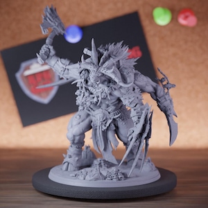 Minotaur Beastman Monster Miniature Tribal Warlord Mini Dungeons and Dragons RPG Tabletop Miniature DnD Painting Pathfinder 5e DnD | AG