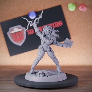 Female Mage Miniature Wizard Mini Sorcerer Warlock Dungeons and Dragons Mini RPG Tabletop Miniature DnD Painting Pathfinder 5e DnD | AG