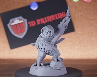 Miniatura de pícaro búho, ladrón aviar, minijuego de mazmorras y dragones, minijuego de rol, miniatura de mesa, DnD, pintura, Pathfinder 5e, DnD/CNP