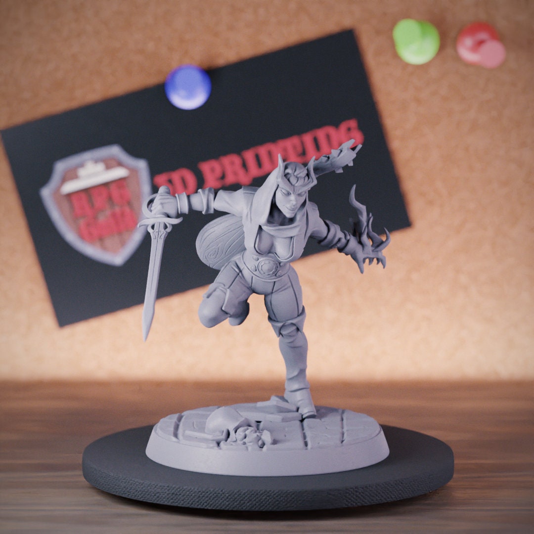 Tiefling Female Bard Miniature Warlock Mini Dungeons and Dragons Mini 