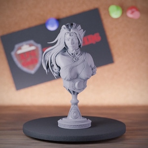 Busto de la Sacerdotisa Drow / Miniatura de resina impresa en 3D para pintar y coleccionar / DMS