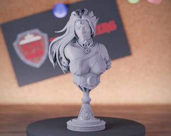 Drow Pristess Bust | Resin 3D Printed Display Miniature for Painting & Collecting | DMS