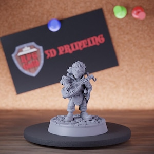 Halfling Bard Miniature | 28mm-38mm | Resin 3D Printed D&D Pathfinder Mini | CnP