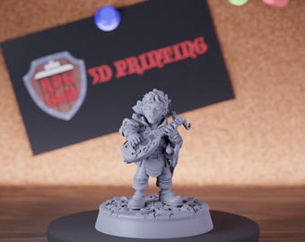 Halfling Bard Miniature | 28mm-38mm | Resin 3D Printed D&D Pathfinder Mini | CnP