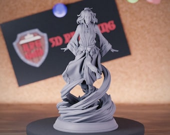 Luft-Genasi-Zauberer-Miniatur | 28–75 mm | 3D-gedruckte Resin-Miniatur für D&D Pathfinder | DMS