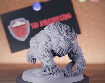Miniatura de oso búho nevado / 28 mm-38 mm / Resina impresa en 3D D&D Pathfinder Mini / AG