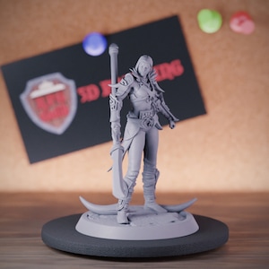 Stam Speerman miniatuur vrouwelijke krijger vechter Mini Dungeons and Dragons Mini RPG tafelblad miniatuur DnD schilderij Pathfinder 5e DnD | LoP