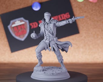 Human Artificer Gunslinger Miniature | 28mm-75mm | Resin 3D Printed D&D Pathfinder Mini | DMS