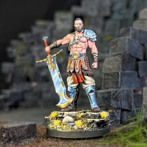 Guerriero umano dipinto in miniatura Dungeons and Dragons DnD RPG Mini Tabletop Pathfinder 5e Pathfinder Painter / Lizielim