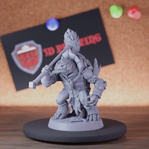 Tortolian Barbarian Turtlekin Miniature Tortle Mini Dungeons and Dragons Mini RPG Tabletop Miniature DnD Painting Pathfinder 5e DnD | AG