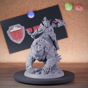 Female Bugbear Warrior Miniature Ranger Owlbear Dungeons and Dragons Mini RPG Tabletop Miniature DnD Painting Pathfinder 5e DnD | AG