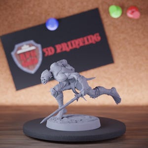 Ghoul Undead Zombie Miniature Sword Leap Mini Dungeons and Dragons Mini RPG Tabletop Miniature DnD Painting Pathfinder 5e DnD | Lop