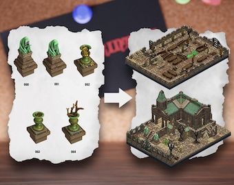 Losetas modulares de terreno de cementerio / Bloques de necrópolis de cementerio / Terreno de mesa de cripta / Pathfinder D&D 5e