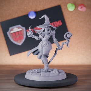 Witch Miniature Pinup Mini Female Sorcerer Dungeons and Dragons Mini RPG Tabletop Miniature DnD Painting Pathfinder 5e DnD | AG