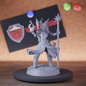 Tiefling Wizard Miniature Female Sorcerer Warlock Mini Dungeons and Dragons Mini RPG Tabletop Miniature DnD Painting Pathfinder 5e DnD | Cnp