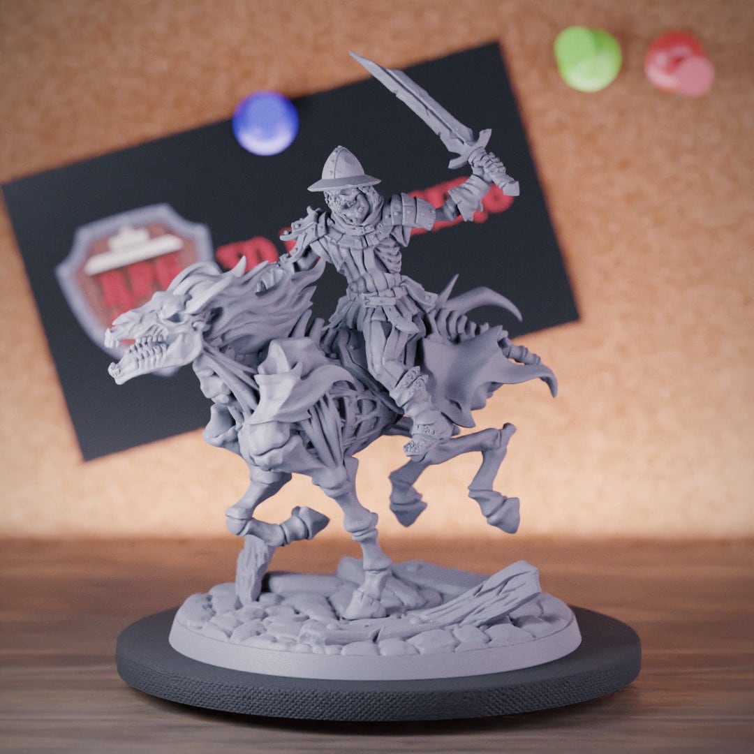 Undead Rider on Skeleton Warhorse Miniature Mini Dungeons and Dragons ...