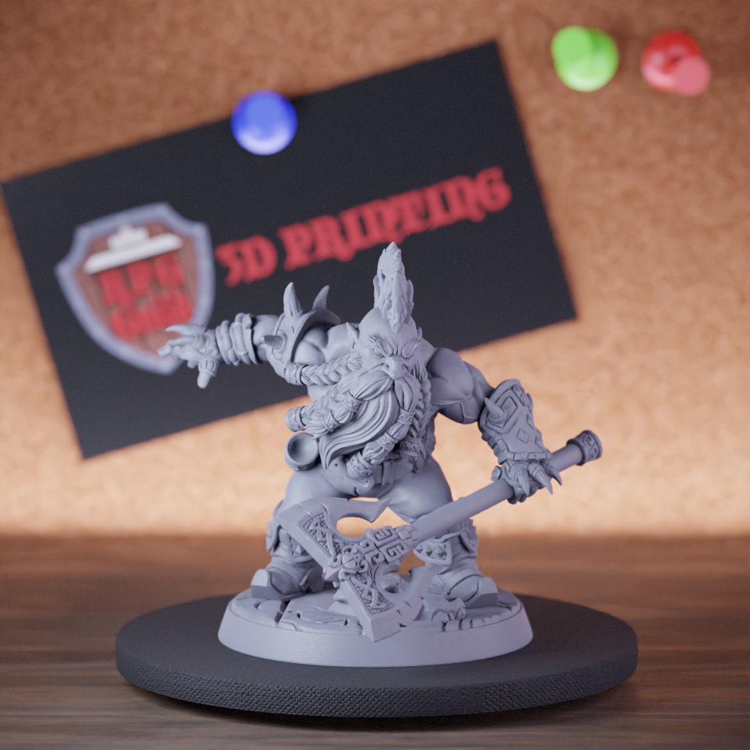 Orc Slayer Miniature Dwarf Barbarian Mini Dungeons and Dragons Mini RPG Tabletop Miniature DnD Painting Pathfinder 5e DnD | AG