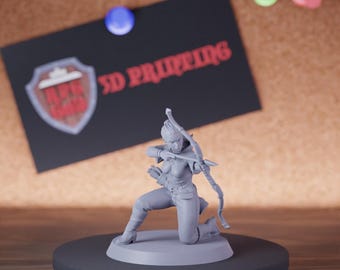Female Ranger Miniature Archer Kneel Mini Dungeons and Dragons Mini RPG Tabletop Miniature DnD Painting Pathfinder 5e DnD | GM