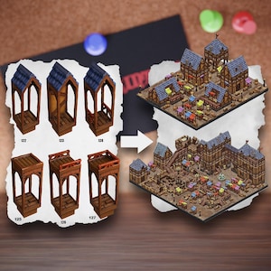 Piastrelle per terreno urbano modulare / Blocchi di città medievali / Terreno da tavolo del villaggio / Pathfinder D&D 5e
