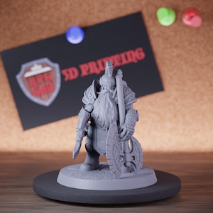 Barbarian Dwarf Miniature Two Axes Mini Dungeons and Dragons Mini RPG Tabletop Miniature DnD Painting Pathfinder 5e DnD | Lop