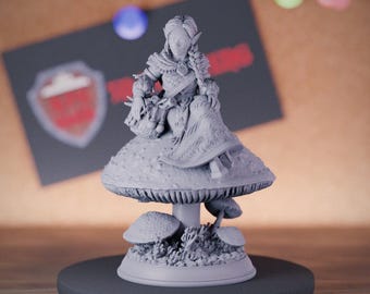 Elf vrouwelijke druïde miniatuur | 28 mm-75 mm | Hars 3D-geprinte D&D Pathfinder Mini | DMS